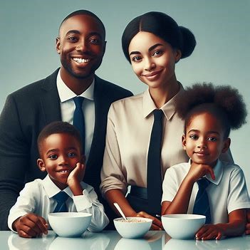 an african family ready for breakfast